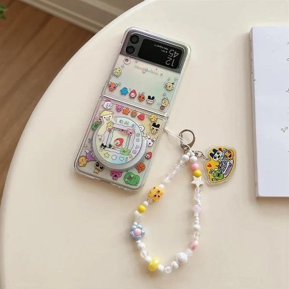 Kawaii Animal Magnetic Phone Case for Samsung Galaxy Z Flip 7 6 5 4 3 Stand Chain Flip Cover