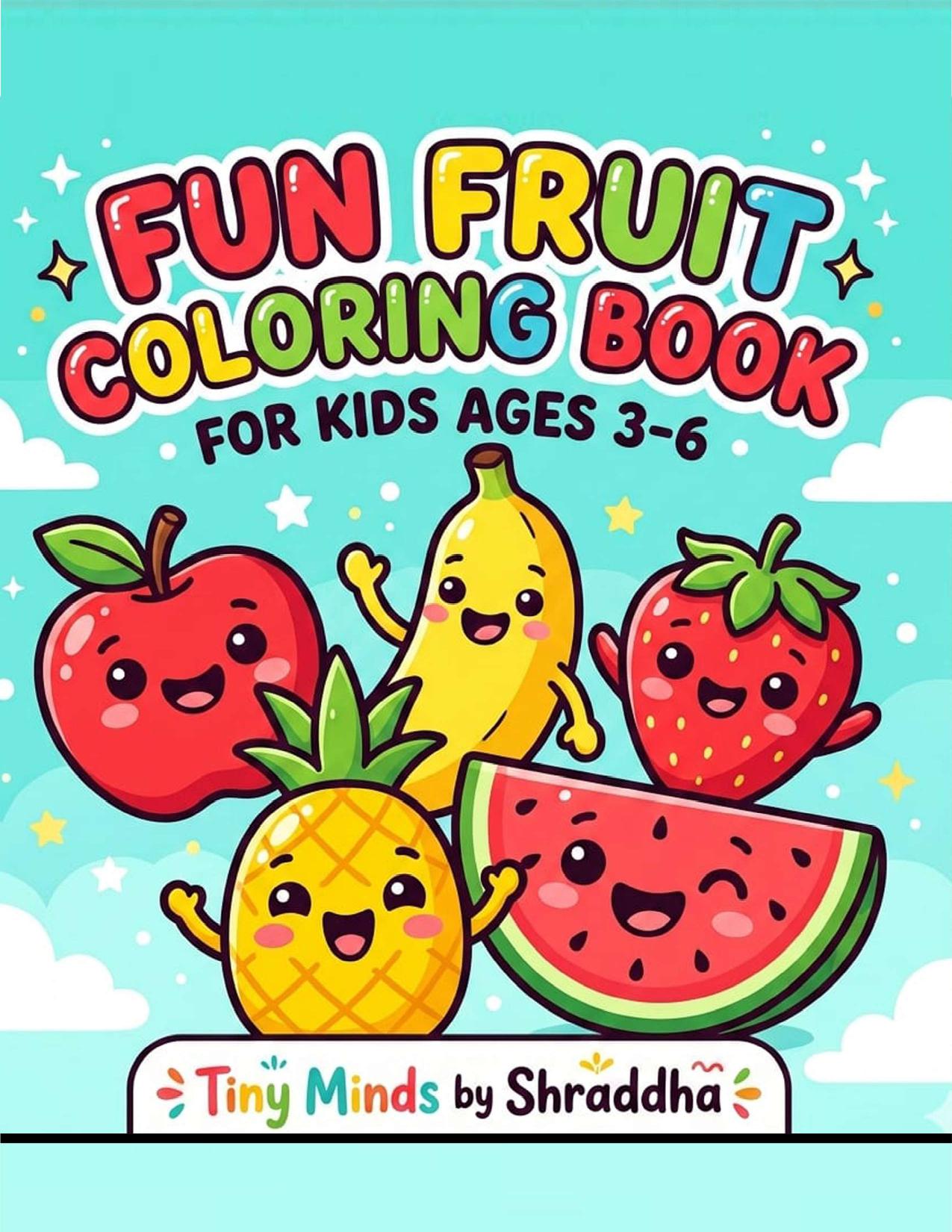 Cute Fruit Coloring Pages for Kids | Fun Activity Book Printable Fruits ...