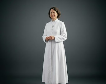Sotana romana para mujer, túnica a medida con cuello, vestimenta litúrgica.