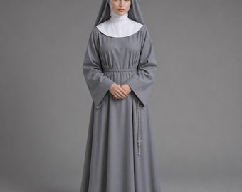 Hábito de monja para mujer, Traje de monja para adulto, Vestimenta religiosa, Vestido a medida