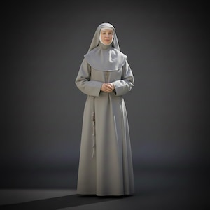grey nun dress Nun Style Long Dress with Cape  axes femme from JAPAN