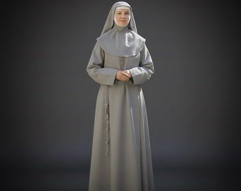 Hábito de monja para mujer, atuendo de monja para adulto, vestimenta religiosa, sotana personalizada
