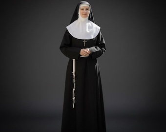 Vestido de monja para mujer, atuendo de monja para adulto, sotana personalizada