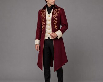 Traje de frac victoriano, chaqueta de disfraz de príncipe gótico para hombre