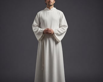 Alba de monje para hombres, túnica religiosa de iglesia, vestimenta clerical.