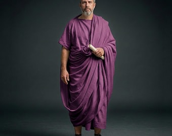 Disfraz de toga romana, atuendo de la antigua Roma, vestido túnica unisex