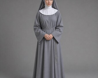 Vestido de monja para mujer, hábito religioso tradicional, vestimenta para la iglesia