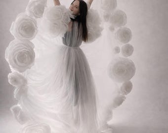 Bata de novia Lencería transparente Vestido transparente Accesorios de boda Bata de tul