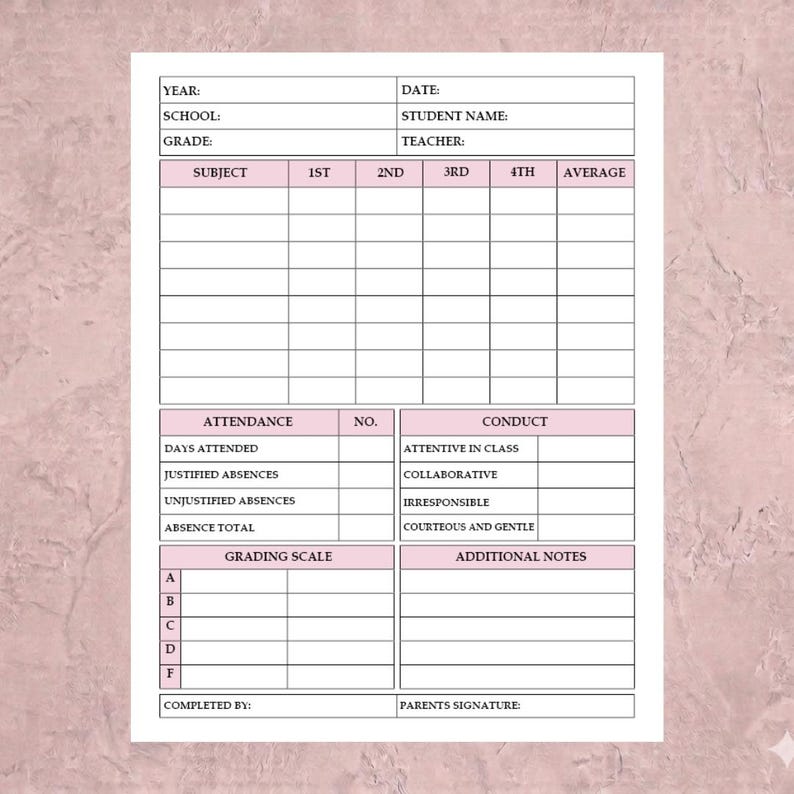 Printable Homeschool Report Card | Student Progress Report | Instant ...