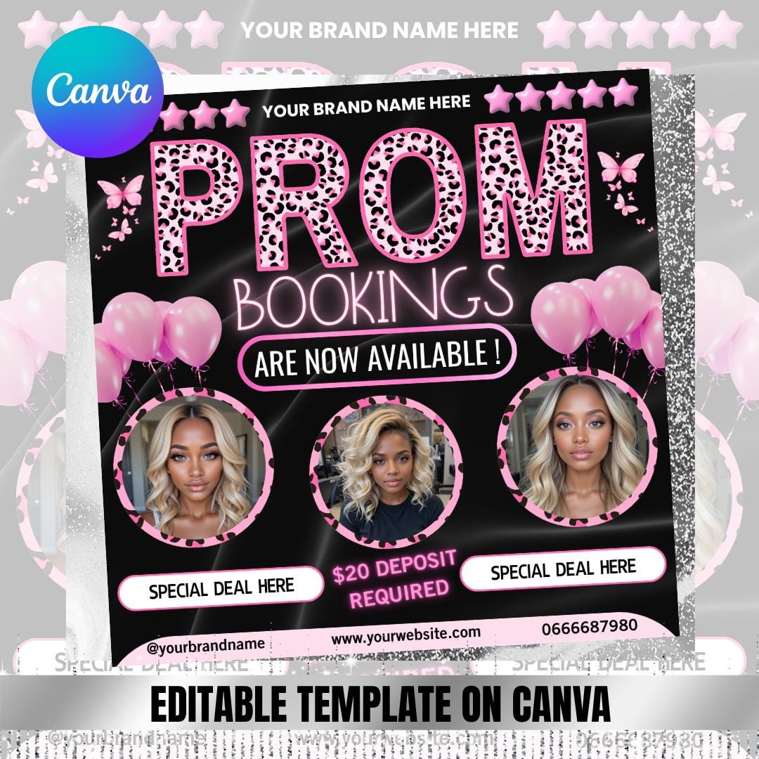 Promotion Prom Prom Booking Flyer Template, Prom Season Special Flyer, Beauty Promo ...
