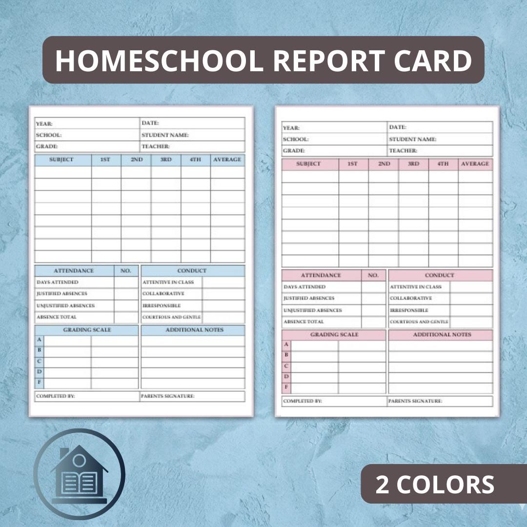 Printable Homeschool Report Card | Student Progress Report | Instant ...