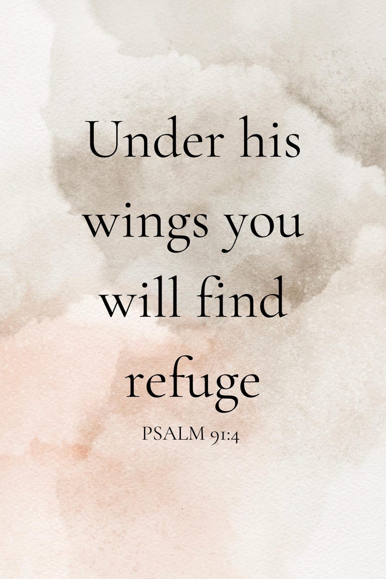 Christian Scripture Print, Under His Wings, PSALM 91:4, Swan Faith Art ...