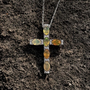 925 Sterling Silver Natural Genuine Orange Fire Opal Necklace - Handmade Gemstone Necklace