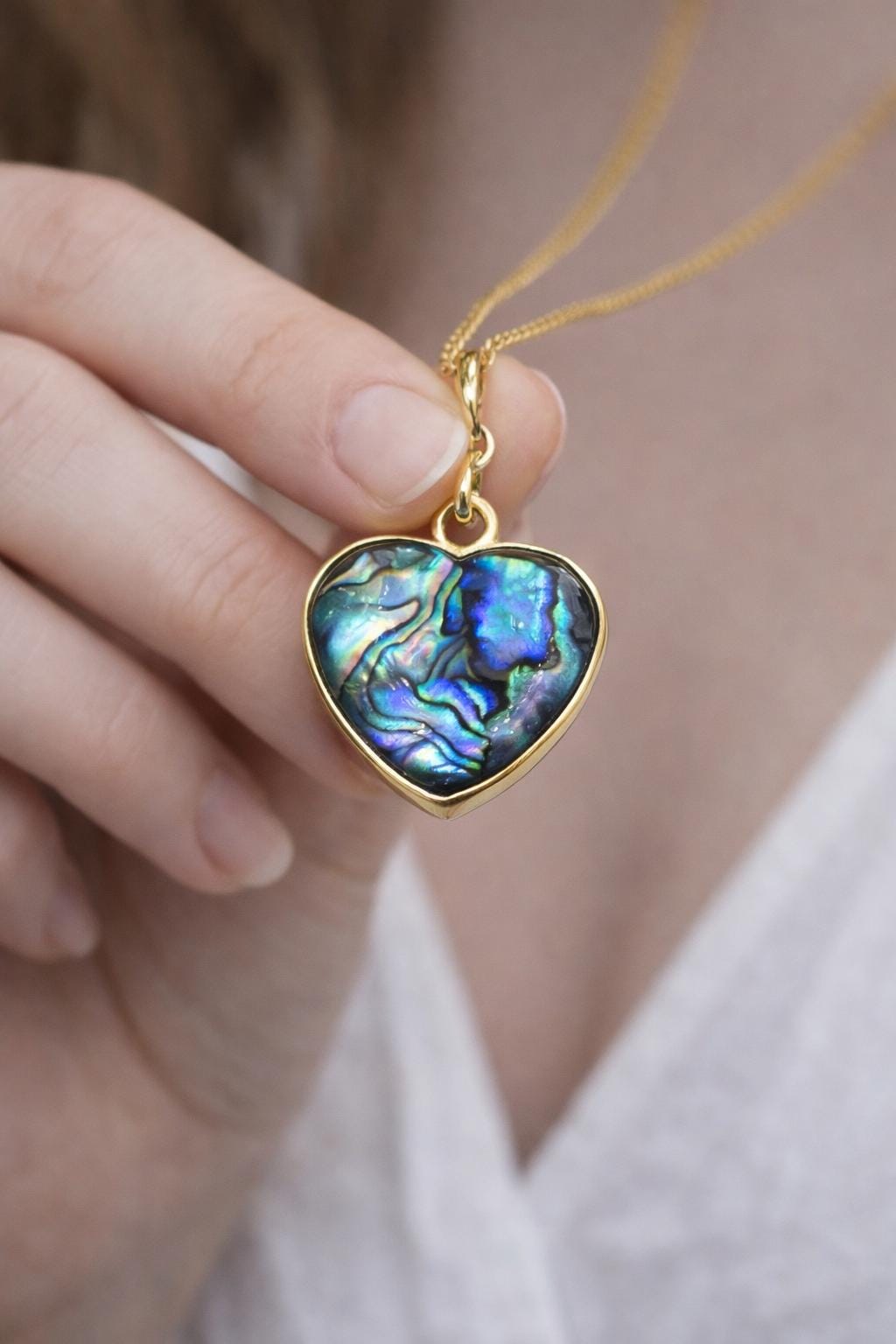 Collier Pendentif Paua Abalone - Coquille Nacre Et Soleil Africain - Argenté