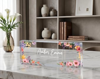 Personalized Acrylic Desk Name Plate, Custom Desk Plaque Sign, Teacher Name Plate, Office Desk Decor, Custom Name Sign