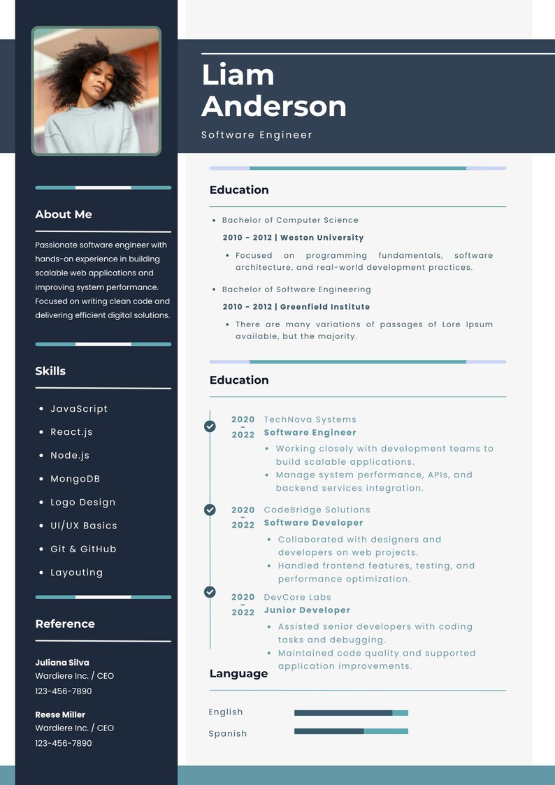 Editable Resume Bundle | 5 Canva CV Templates | Modern ATS Friendly ...