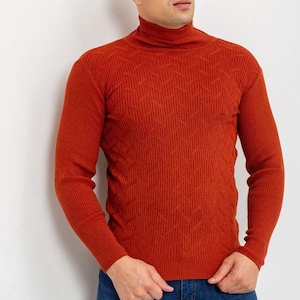 Men’s Wool Blend Turtleneck Sweater - Slim Fit Minimalist Pullover - Casual Knit Jumper