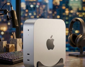 Mac Mini M4 Vertical Desktop Stand | Compact Minimalist Docking Station Holder | Apple Mac Mini M4 Desk Organizer Support