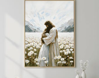 Jesus Hugging Woman Poster His Love Christian Wall Art, Faith Bible Print, Religious Home Decor, Digital Download
