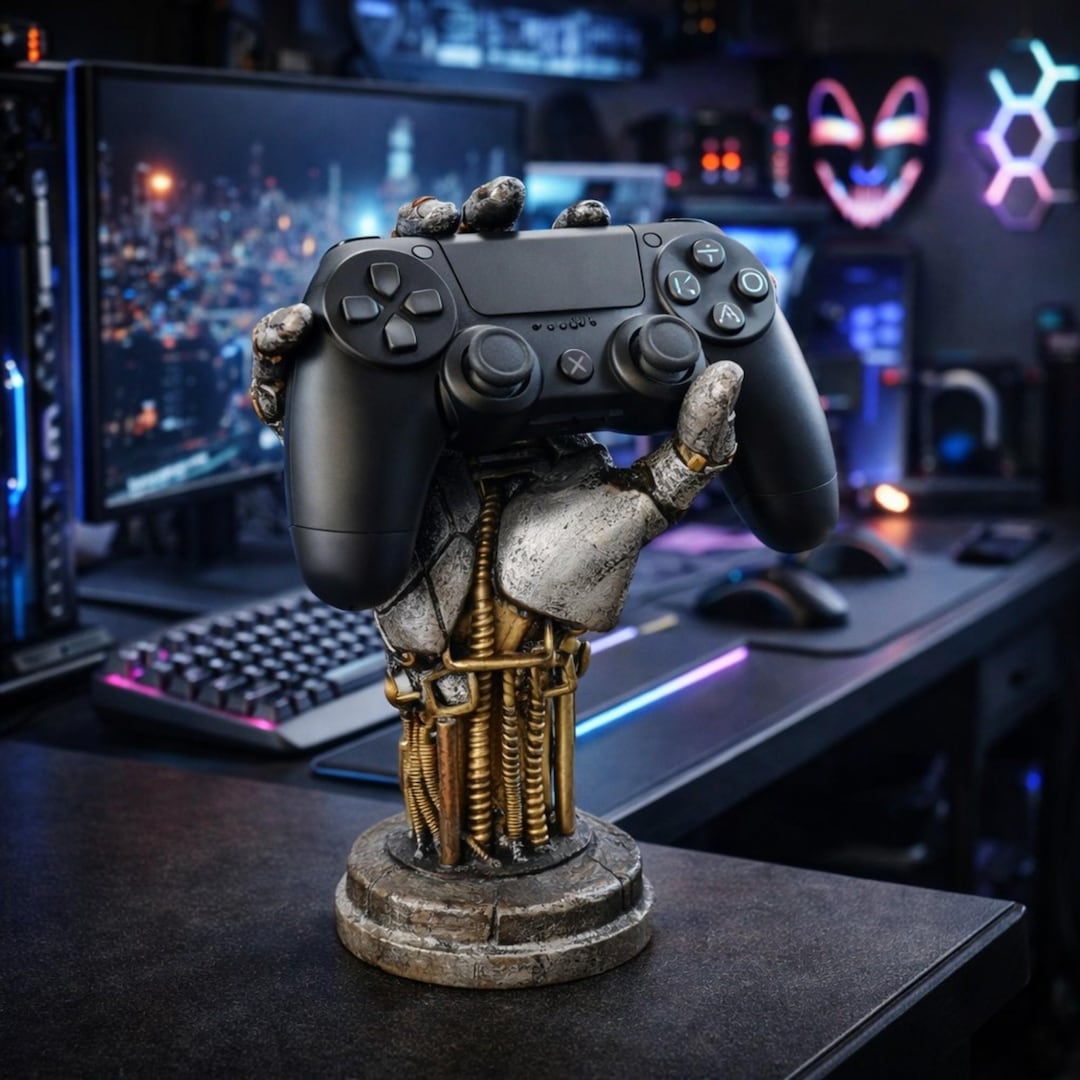 Control Rework Gamer Robot Cyberpunk Robot Hand Controller Stand – Gamer Desk Decor Mechanical ...