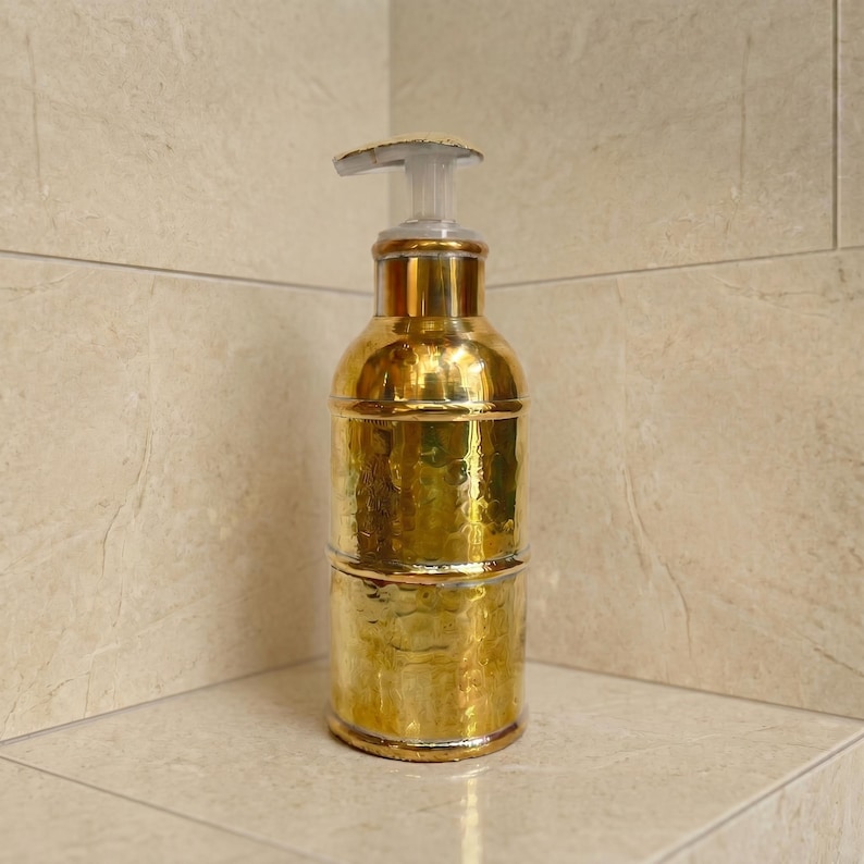 hammered-brass-soap-dispenser-handmade-moroccan-foam-pump-bottle