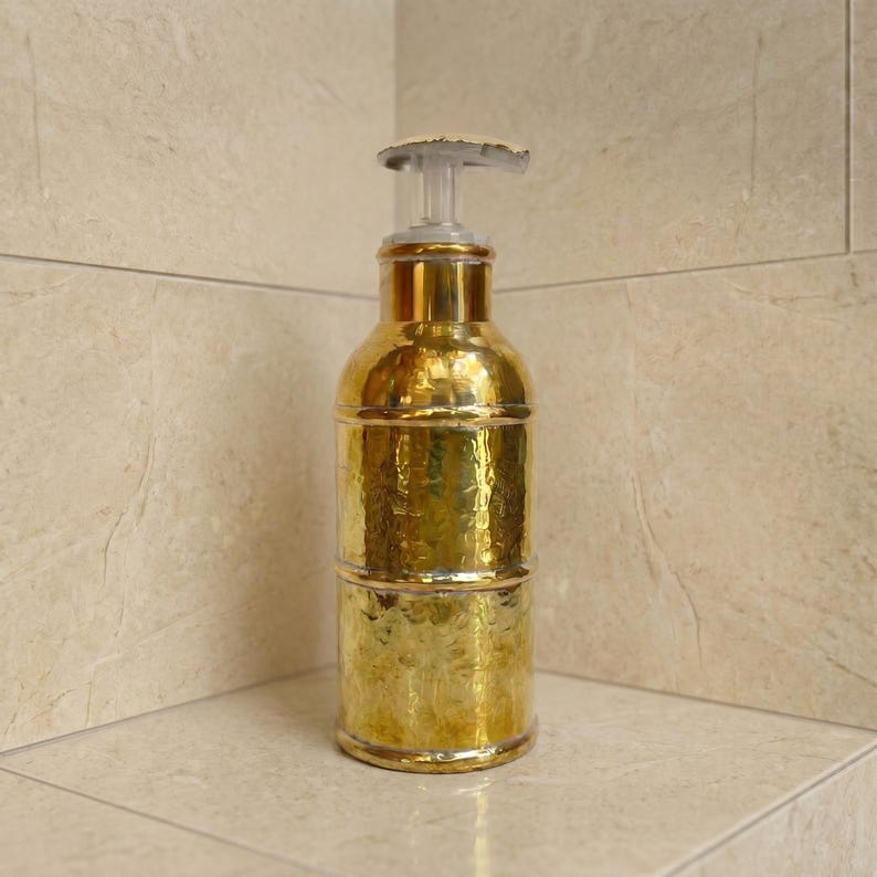 hammered-brass-soap-dispenser-handmade-moroccan-foam-pump-bottle
