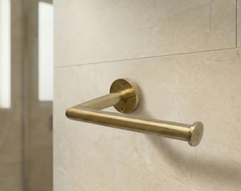 Antique Brass Toilet Paper Holder Wall Mounted | Tapered Conical Arm Classic Bathroom | Vintage Roll Holder