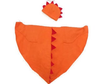 Orange with Red Spikes Dragon Costume with Hat| Dinosaur Costume | Baby Toddler Kid Teen -Free US Shipping