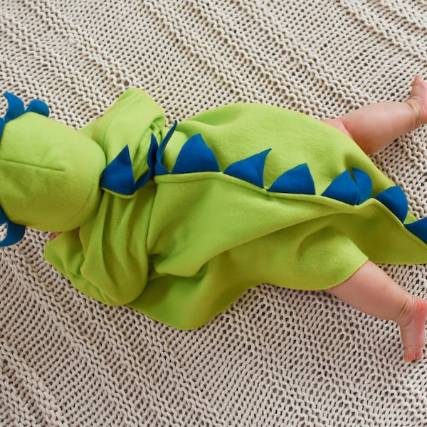 Easy-On Dinosaur/Dragon Cape Costume with Hat - Customizable Colors - Baby, Toddler, Kids - Dress Up, Costumes