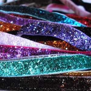 Non-Slip 3/8" Glitter Headbands -Sparkly Elastic Velvet | Free Shipping in US