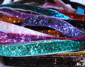 Non-Slip 3/8" Glitter Headbands -Sparkly Elastic Velvet | Free Shipping in US