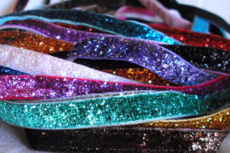 No-Slip Thin Sports Glitter/Sparkly Headband lined with Velvet 3/8- Free Shipping in US 