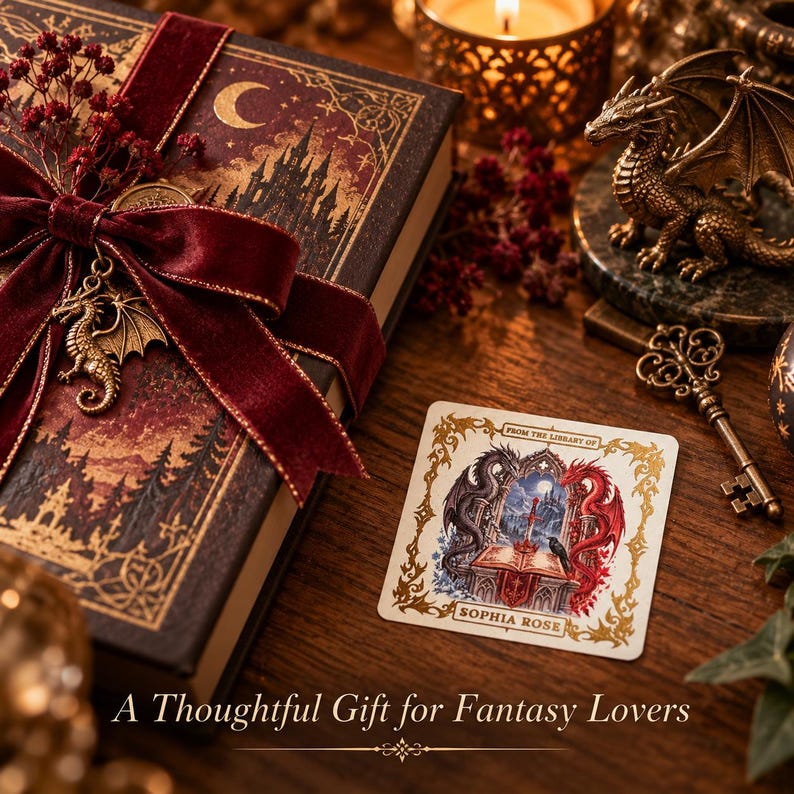 Personalized Dragon Bookplates, Metallic Gold Foil Ex Libris Stickers ...