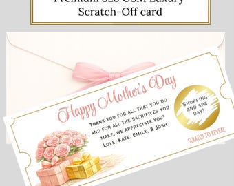 Mothers Day Scratch Card | Personalized Scratch Cards | Mother's Day Gift | Mother's Day Card | Reveal Scratch Ticket | Surprise Reveal Gift