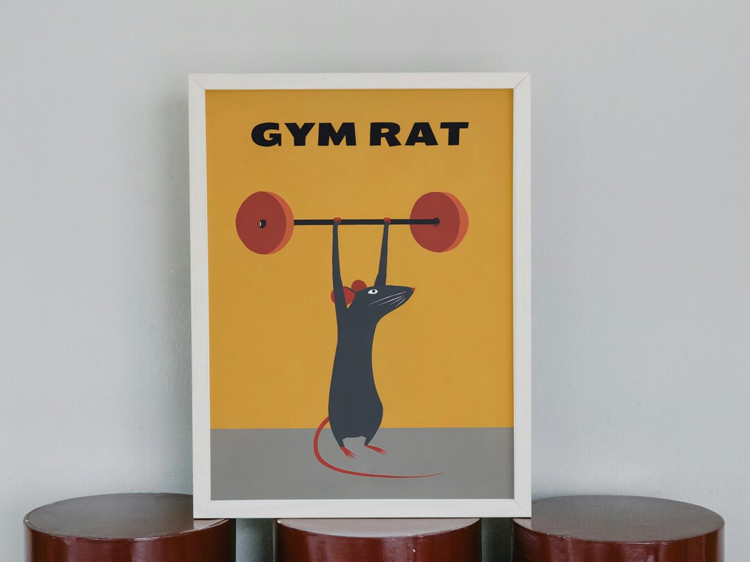 Gym Rat Poster | Funny Gym Wall Art | Quirky Animal Print | Humorous ...