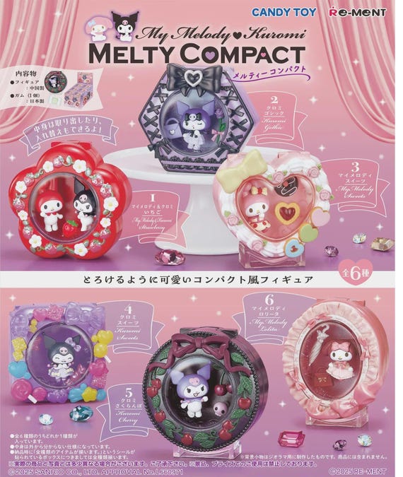 Re-ment Dollhouse - Sanrio My Melody & Kuromi Melty Compact (set