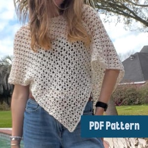 Saturday Poncho PDF Pattern | Asymmetrical Poncho Crochet Pattern | Beginner-friendly
