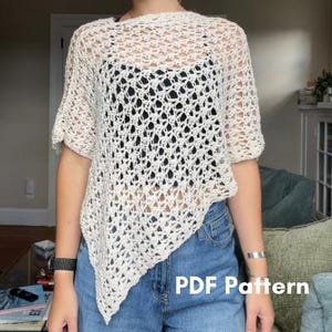 Padrão em PDF para Poncho de Sábado | Padrão de Crochê para Poncho Assimétrico | Ideal para Iniciantes