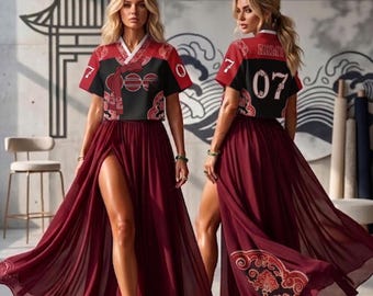 Custom Hanbok Jersey Dress Personalized Korean Maxi Dress Custom Name Number Kpop Fan Outfit Flowing Split Skirt Women Festival Gift Style