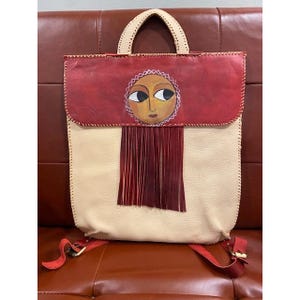 Leather Cowhide Fringe Backpack - Etsy display picture 1