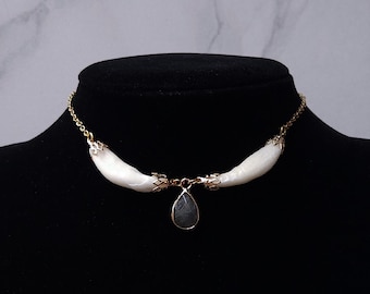 Knochen Halskette | Knochen Anhänger | Knochen Halsband | Gothic natürliche Halskette | Handgemachte Statement Schmuck
