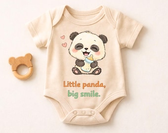 Süßer Panda Baby Bodysuit, kleiner Panda Big Smile Strampelanzug, Gender Neutral Baby Geschenk, Neugeborenen Outfit, Baby-Dusche-Geschenk