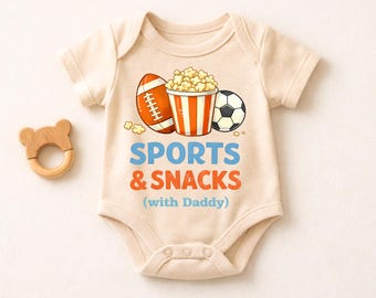Lustiger Sport-Baby-Strampler, Sport & Snacks mit Papa-Bodysuit, süßes Baby-Jungen-Outfit, Fußball-Fußball-Babygeschenk, Papa-Baby-Geschenkidee