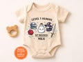 Level 1 Human Baby Bodysuit, Funny Gamer Baby Onesie, XP Needed Milk, Nerd Baby Outfit, Cute Fantasy Newborn Gift, Baby Shower Gift product logo