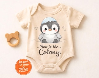 Baby Body, süßer Pinguin Body, Neugeborenen Geschenk, Baby-Dusche-Geschenk, Gender Neutral Baby Outfit, weiches Maskottchen Design