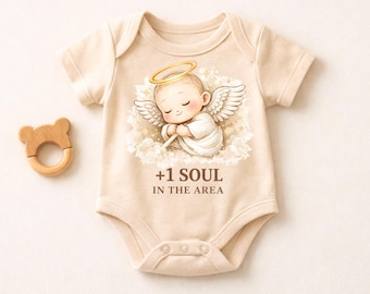 Neue Seele im Bereich Baby Body, Engel Baby Body, Neutrale Babykleidung, Neugeborenen Geschenk, süßes minimales Baby Outfit, Babypartygeschenk