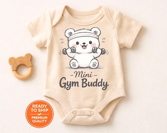 Mini Gym Buddy Baby Bodysuit, niedlicher Fitness-Baby-Strampler, lustiges Baby-Dusche-Geschenk, Bär Workout Säugling Outfit, Neugeborene Gym-Liebhaber-Kleidung