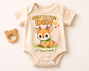 Neu in der Den Baby Bodysuit, süße Reh Strampelanzug, Wald Baby Outfit, Baby-Dusche-Geschenk, Neugeborene nach Hause kommen Outfit, Rehkitz Freund