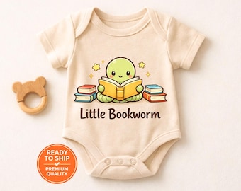 Bücherwurm Baby Body, süße Schildkröte Lese Body, Baby-Dusche-Geschenk, Buch-Liebhaber-Baby-Outfit, Neugeborenen Body