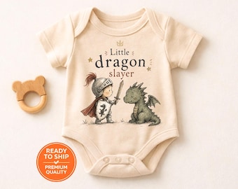 Little Dragon Slayer Baby Onesie, Fantasy Baby Body, Söt Riddare Spädbarnsoutfit, Medeltida Babykläder, Babyshowerpresent, Nyfödd Romper